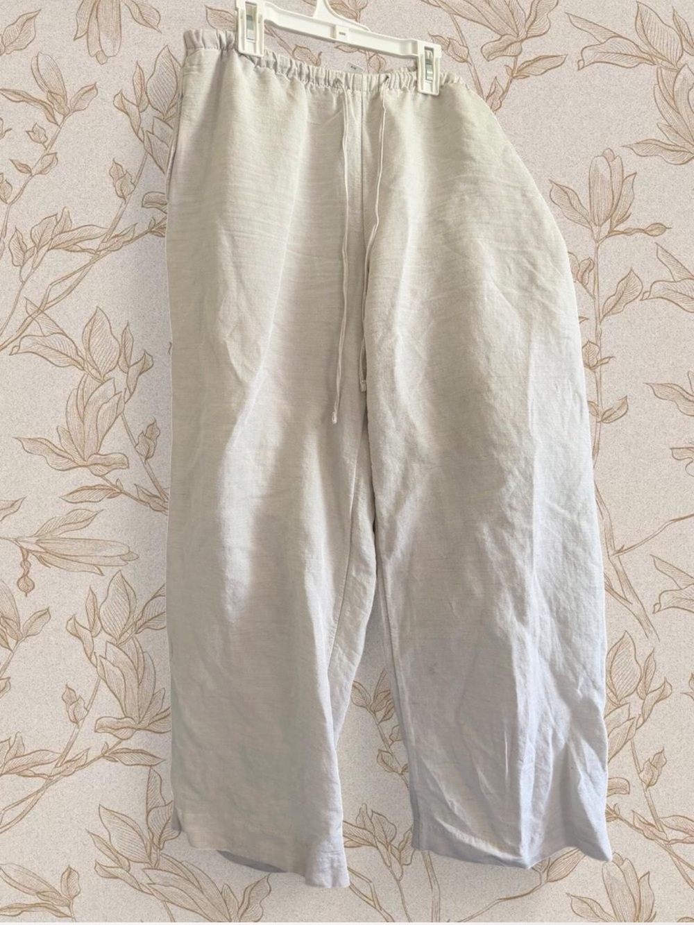 H&M Men's Drawstring Linen Pants in Light Beige